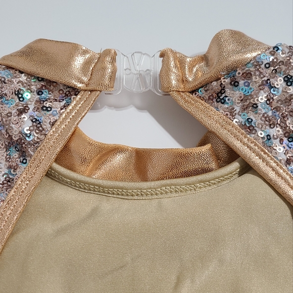 Sequin golden trim dance costume crop top - Picture 5 of 10